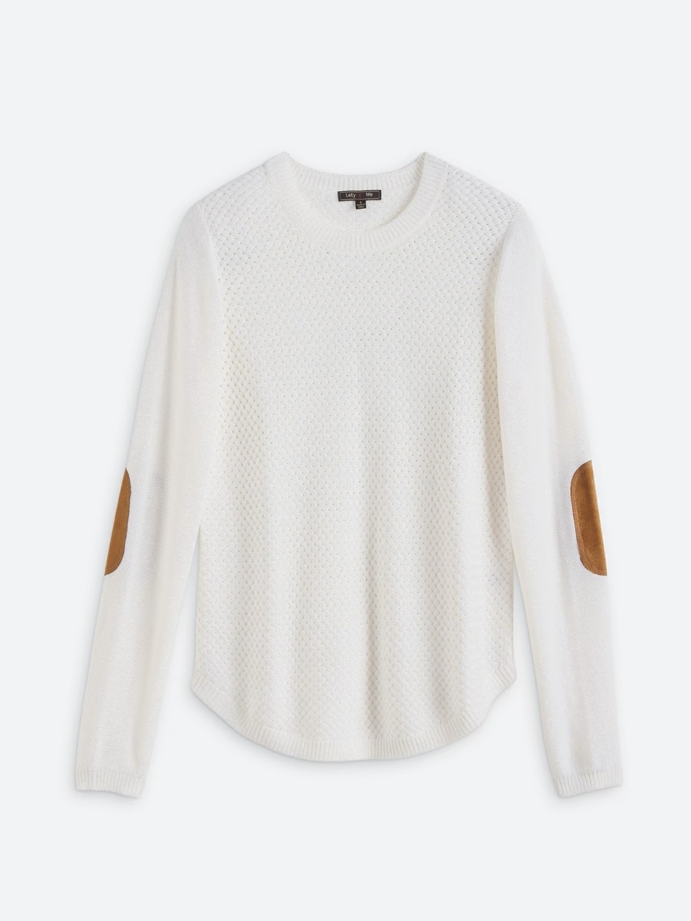 Lety & Me Stitch Fix Cream Josey Elbow Patch Sweater Size M Academia Preppy Cozy
